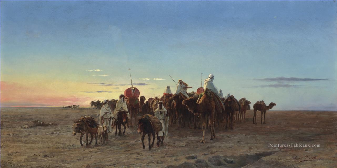 La caravane au crépuscule Eugène Girardet Orientalist Peintures à l'huile
